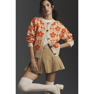 Anthropologie Maeve Graphic Intarsia Cardigan Sweater Floral Medium NWT